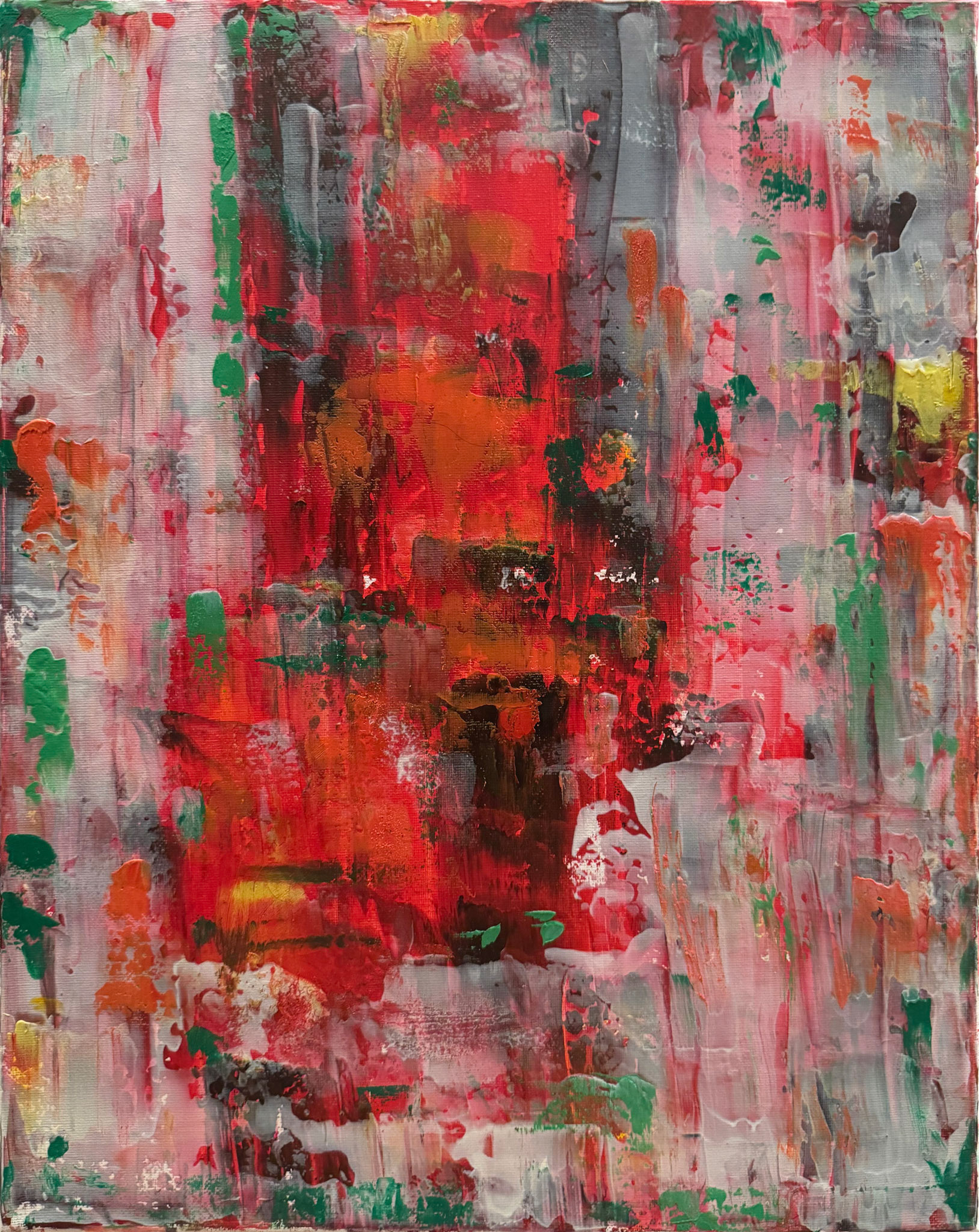 "crimson pulse" 40cm x 50cm, acrylic, oil paint on canvas