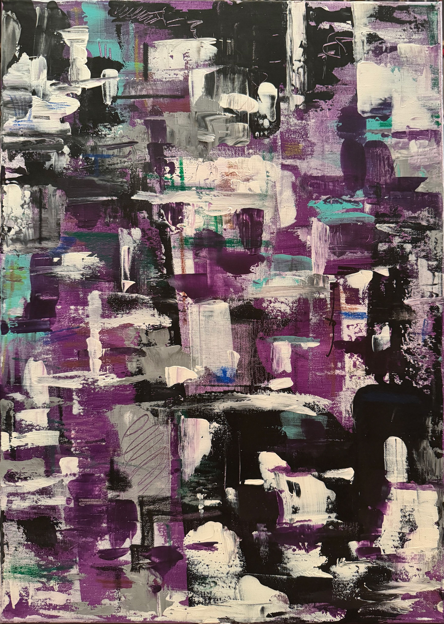 "mind's structure" 50 cm x 70cm acrylic, oil pastels on canvas